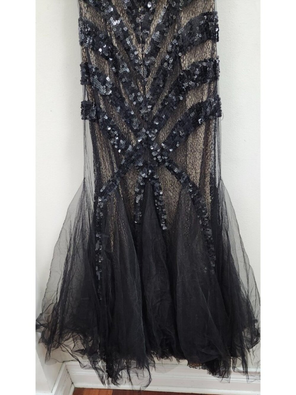Royal Queen Collection Black Sequin Mermaid Gown Formal Evening Prom Dress Sze 8 - Picture 10 of 16
